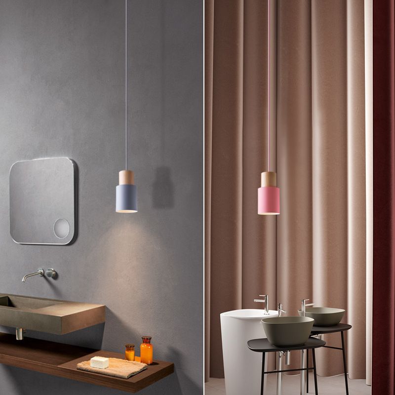 Modern Nordic Macaron Hanging Lamping Alluminio Cilindrico Light Penderant per spazi interni