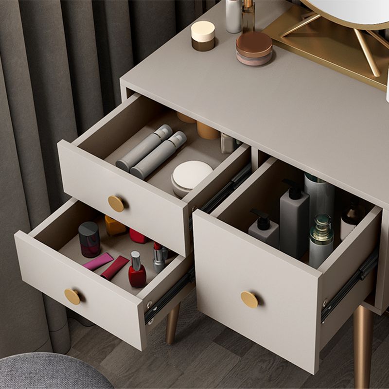 23. 6" Wide Vanity Table Set with Stool Modern 3-Drawer Dressing Table