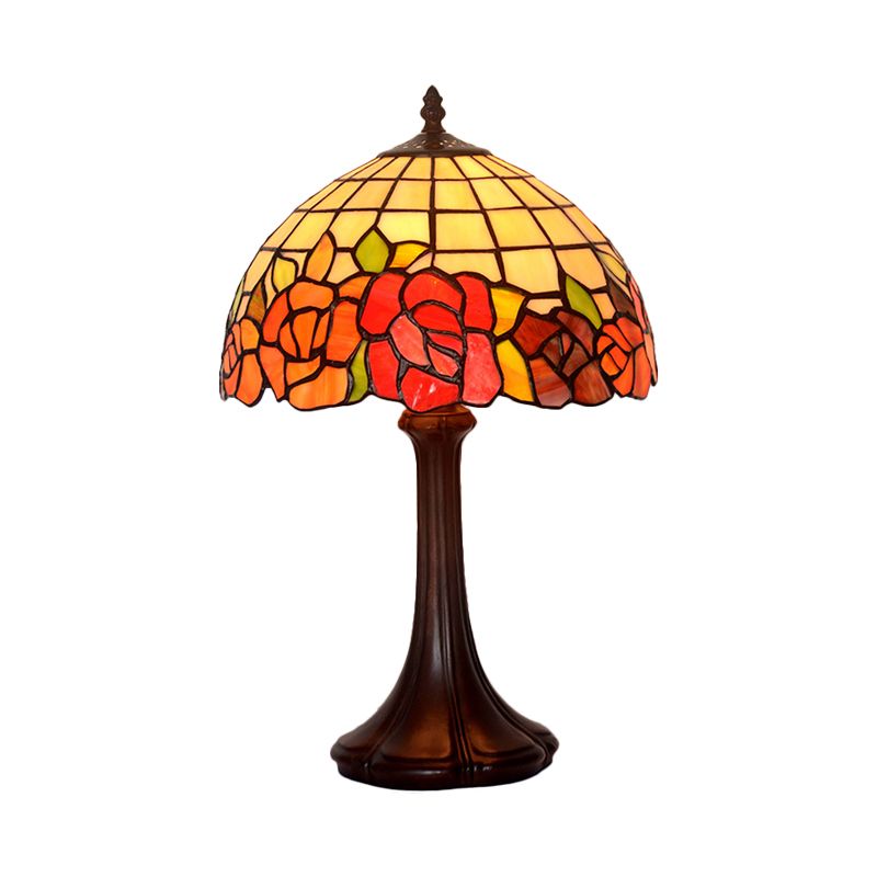 Roseborder Buntglas Nachtlampe Tiffany 1 Glühbirnen -Couchtischbeleuchtung mit Gitterlampenschirm