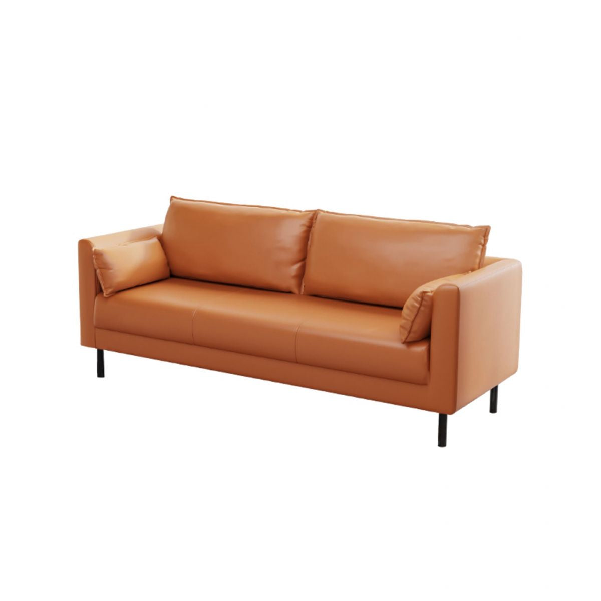 Square Arm Loveseat Sofa Apartment Leather Settee for Living Room