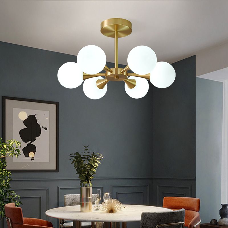 Modern Sputnik Ceiling Light Glass Shade Flush Mount Light for Bedroom Living Room