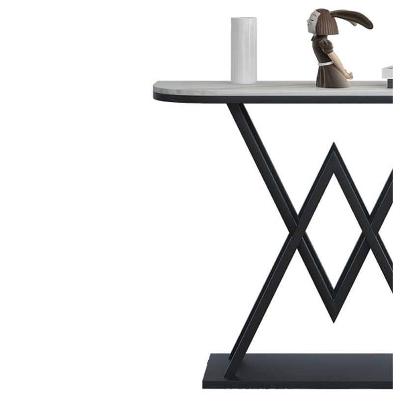 12" W Glam Marble Console Table Half Moon Stain Resistant Accent Table for Hall