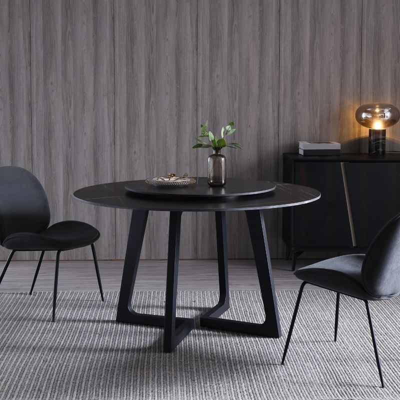 Metal and Stone Table Glam Style Simple Home Black Round Dining Table