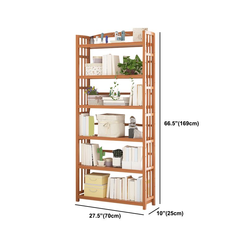 Standard Bamboo Bookshelf Contemporary Brown Open Shelf Bookcase