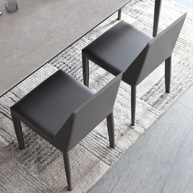 1/3/4/5/7 Pieces Modern Dining Set with Grey Top Table and Leather Chairs Dinette Set