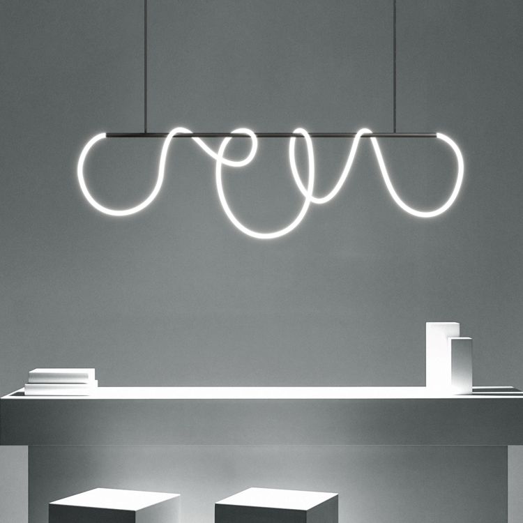 Lineare Inselbeleuchtung Idee Modernes Metall 1 Leuchtanbieter Beleuchtung für Esszimmer