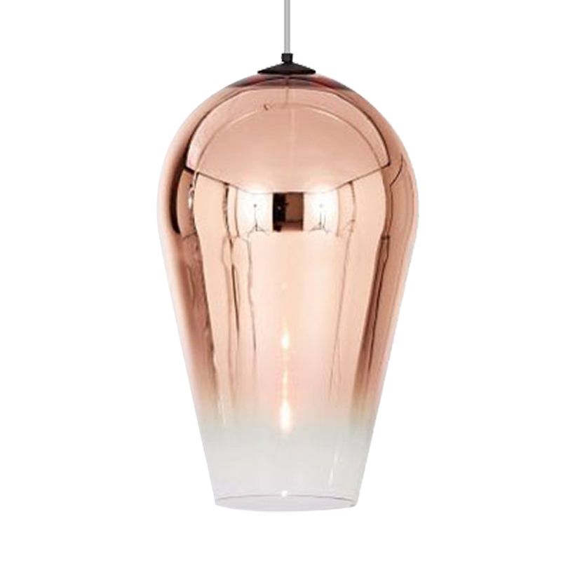 7"/8" Wide Cannon Pendant Lighting Modern Glass 1 Light Chrome/Gold/Rose Gold Hanging Light