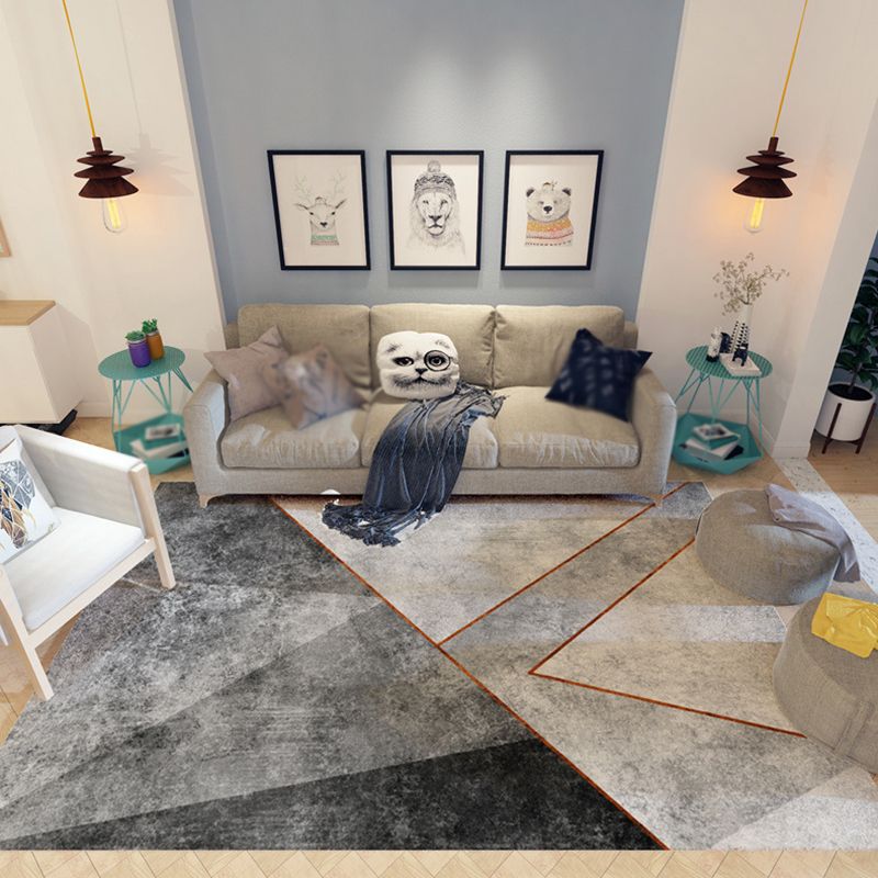 Modern Indoor Rug Polyester Marble Print Rug Non-Slip Backing Carpet for Living Room