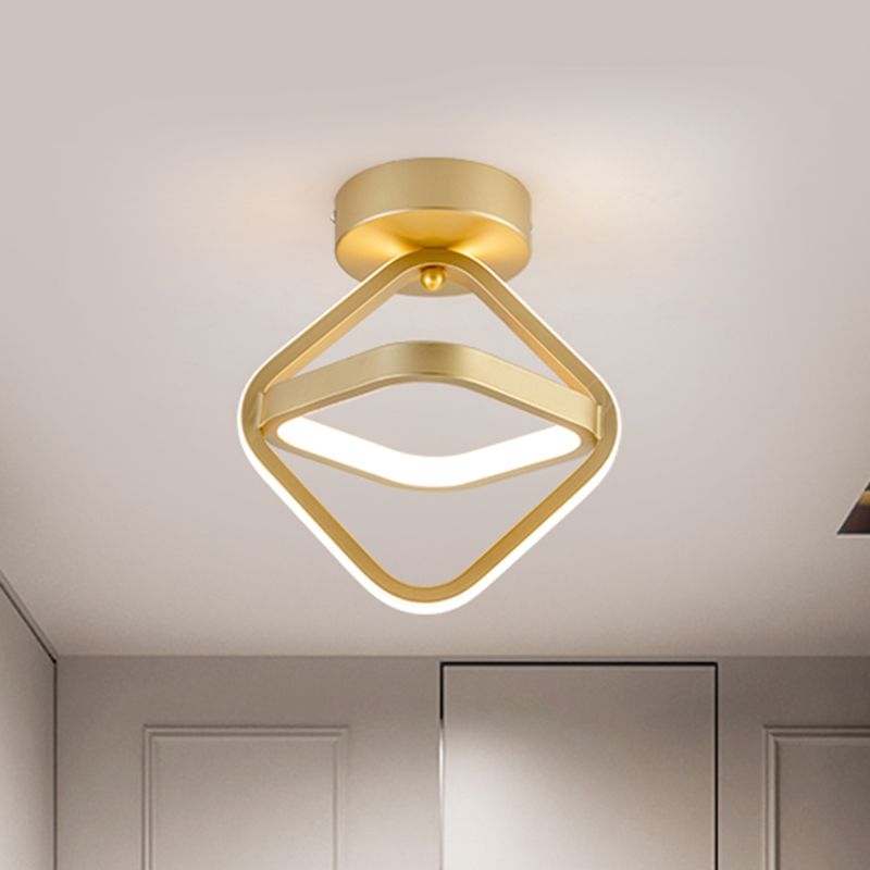 Acrylic 2-Square Frame Flushmount Simple LED Flush Mount Lighting in Black/Gold for Corridor, Warm/White Light
