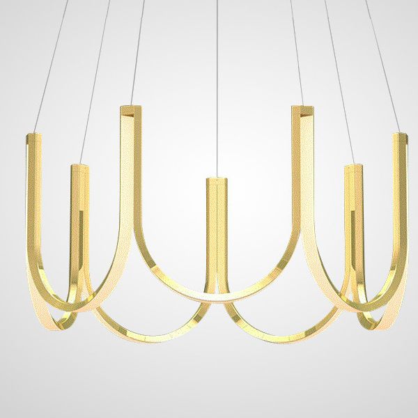 Contemporary Symmetrical Curves Chandelier Lights Aluminum Pendant Ceiling Lights for Living Room