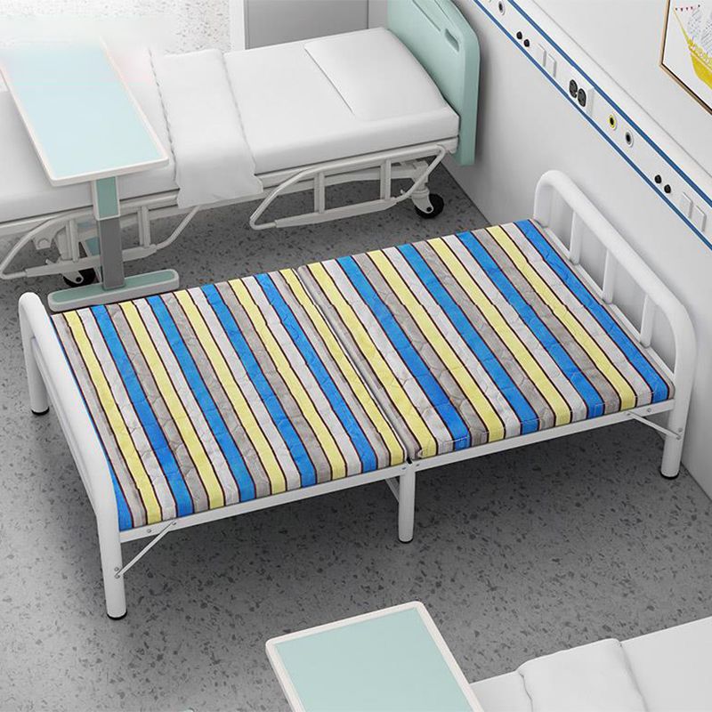 White Steel Folding Bed Contemporary Open-Frame Bed Set - 23.6" H