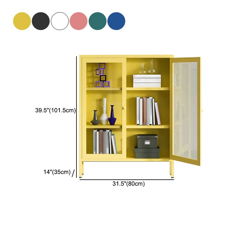 Modern Bookshelf Metal Closed Back Bookcase with Door for Office