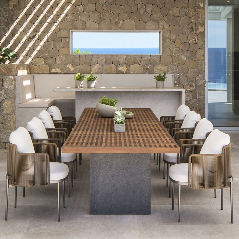 Modern Style 1/9 Pieces Metal Dining Set Stone Table Set for Outdoor