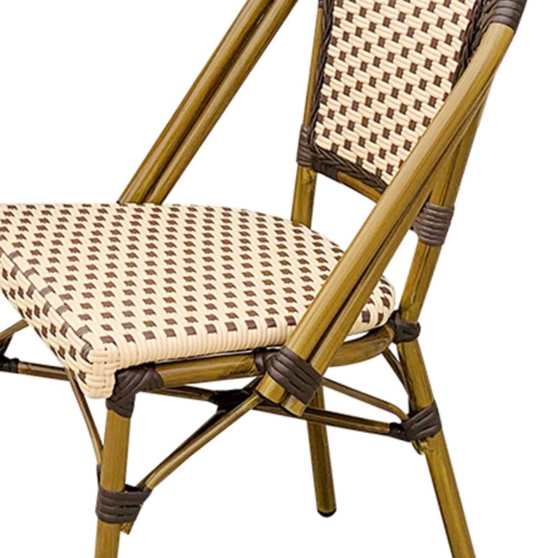 21" Wide Tropical Outdoor Chair Rattan Armles Dining Side Chair