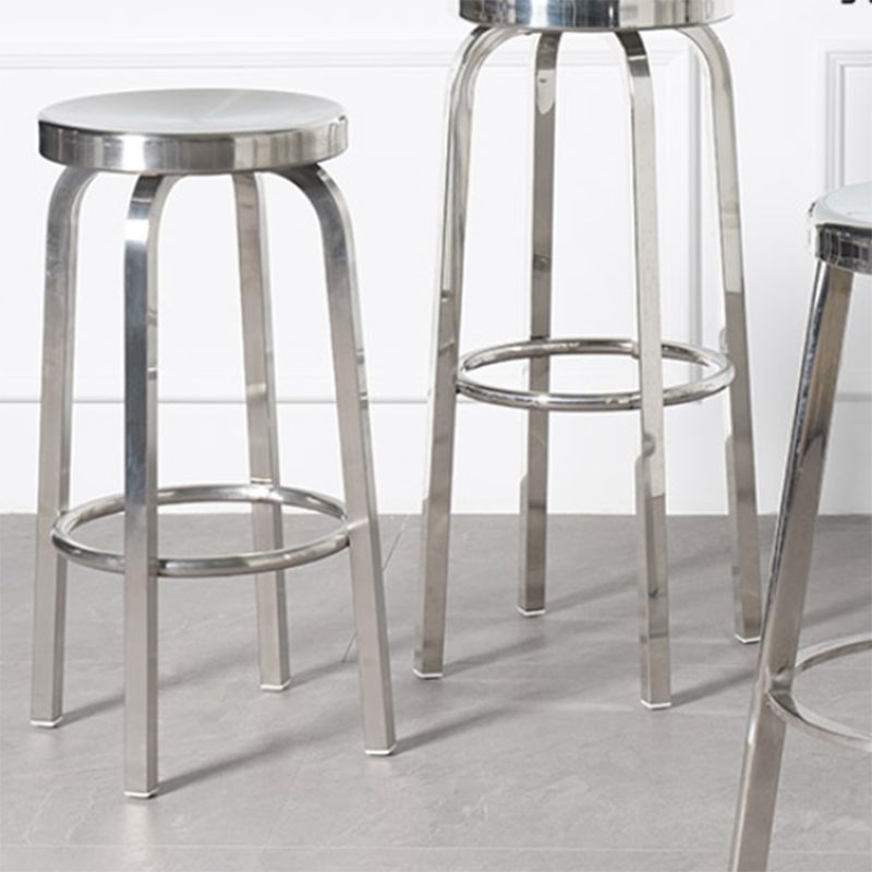 Industrial Stainless Steel Counter Stool Round Backless Bar Stool with Footrest