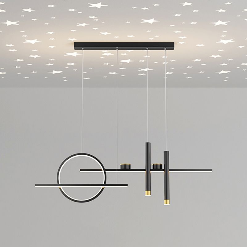 Contemporary Island Light Linear Metal 5 Light Island Chandelier Lights
