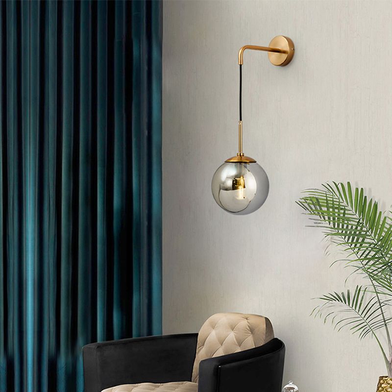 1 Light Globe Wall Sconces Industrial Style Glass Wall Mounted Lamps