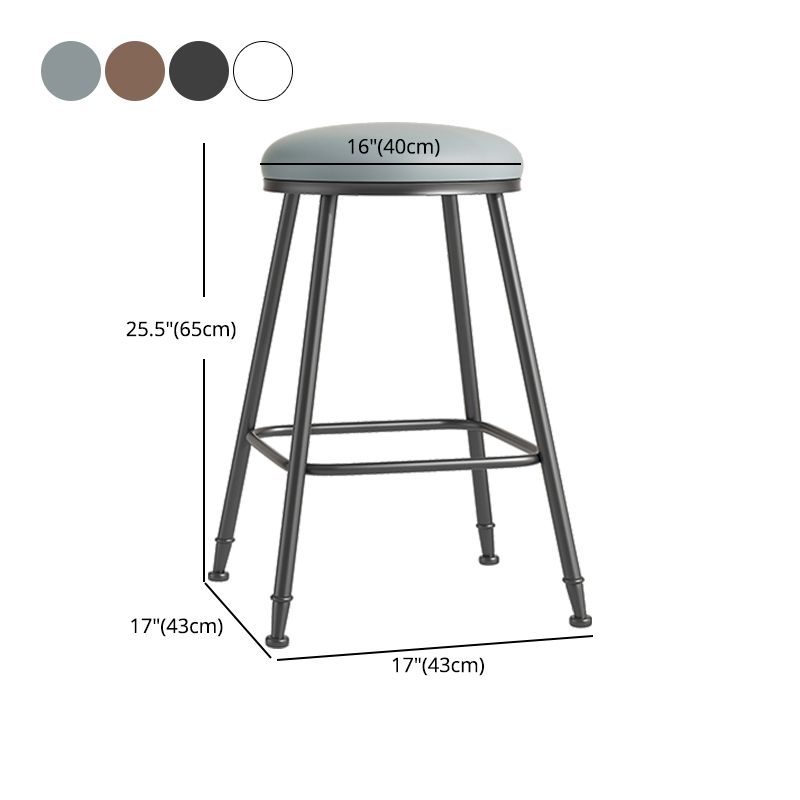 Scandinavian Backless Footrest Barstool Matte Finish Upholstered Home Stool