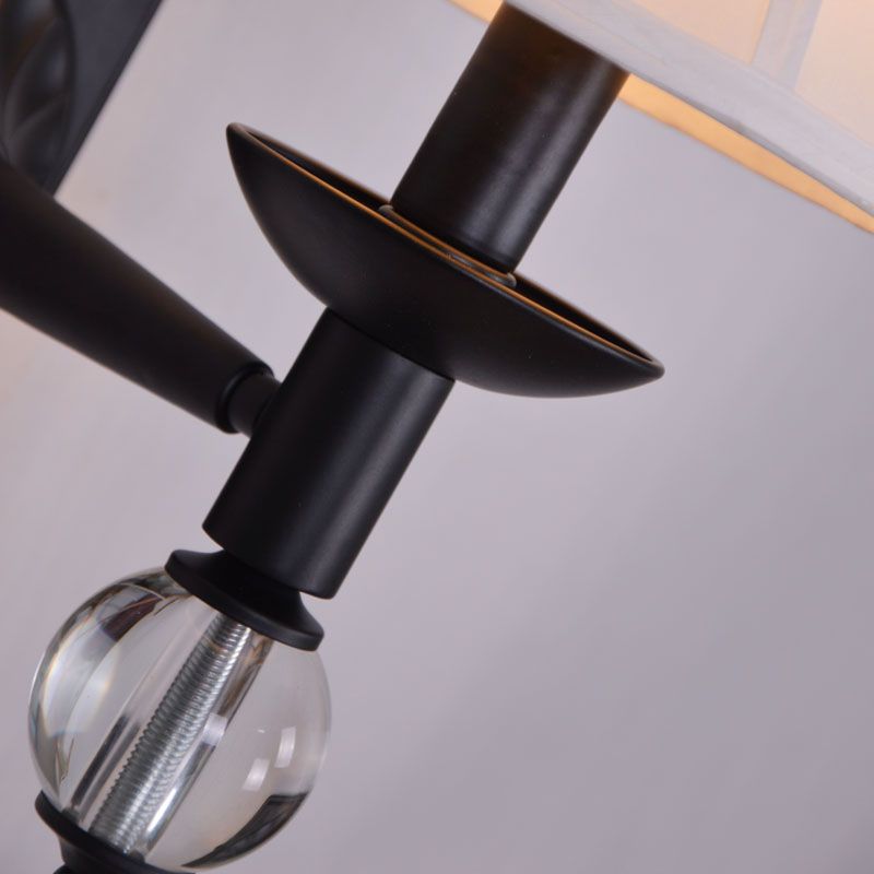 Modernist Bell Wall Light Sconce Fabric 1 Head Corridor Wall Lamp in Black Finish