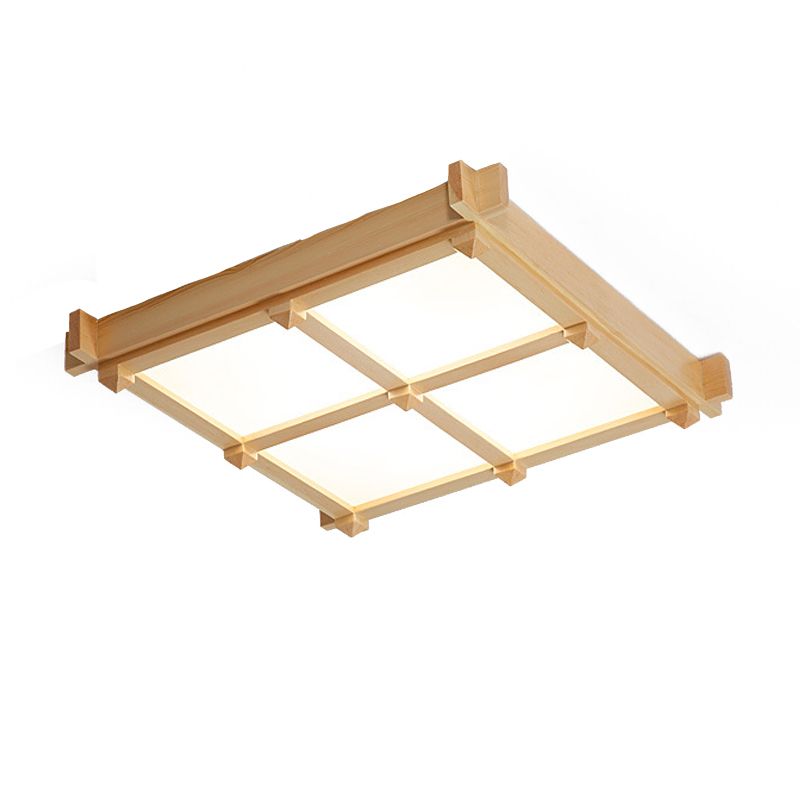 Square Flush Mount Minimalism Wood Flush Mount Light for Dining Room