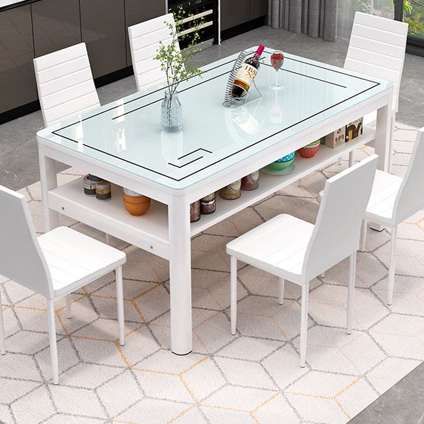 Glas modernes Rechteck Esstisch Glasplatte für Esszimmer und Küche