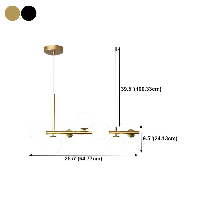 Modern Metal Ceiling Light Ball Shape Pendant Lamp with Glass Shade for Living Room