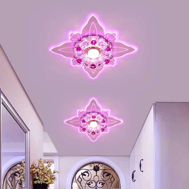 Moderne quadratische Form Deckenleuchte Kristall 2-Licht Deckenleuchte mit Loch 2-3.5'' Dia