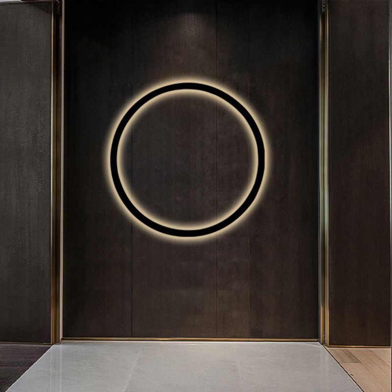 Circular Wall Light Fixture Modern Metal 1 Light Wall Sconce in Black