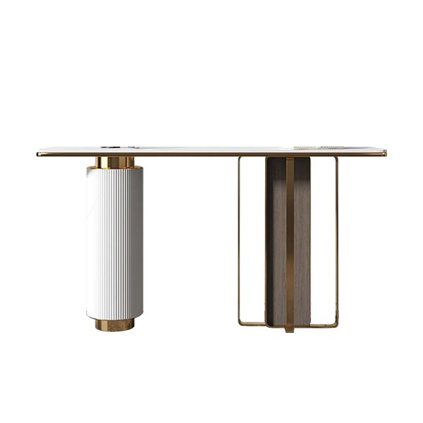 Stone Rectangle Console Table 31.5-inch Tall Glam Accent Table with Shelf