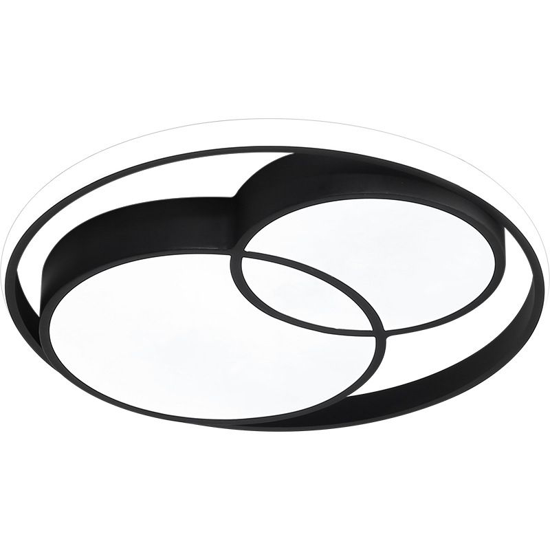 Black Interlocking Circles Design LED Ceiling Light Simplicity Modern Aluminum Lighting Fixture with Acrylic Shade