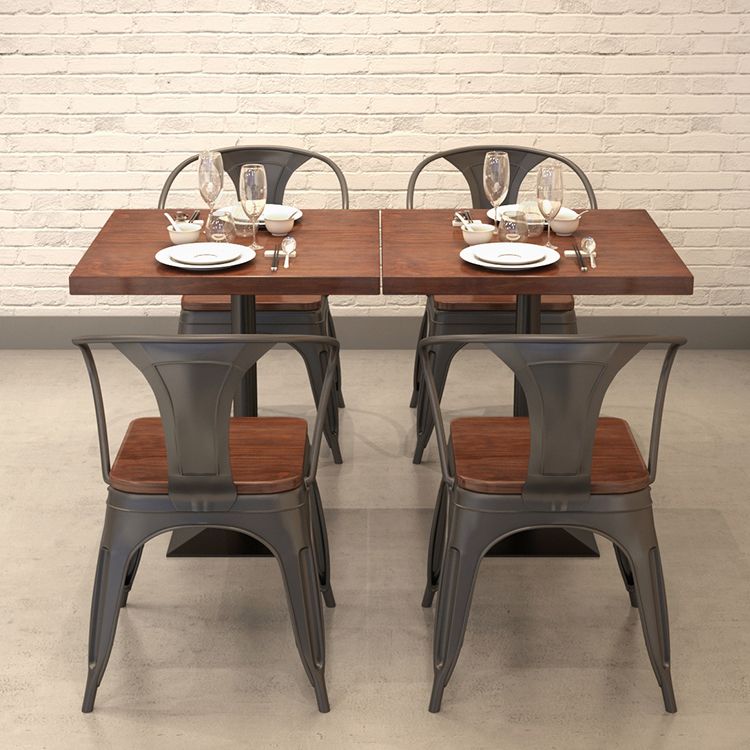Solid Wood Dining Site Table Industrial Style Square Dinette Table with Pedestal Base