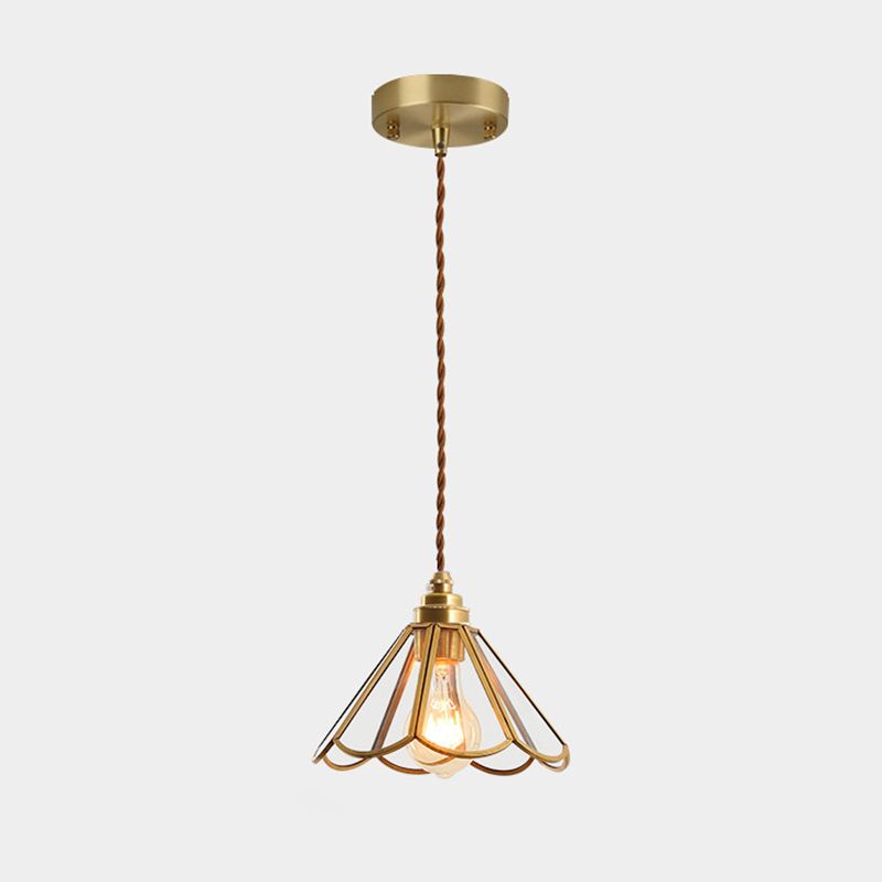 Icy Clear Glass Shade Hanging Lamp 1 Light Tiffany-Style Pendant Light Fixture for Bedroom