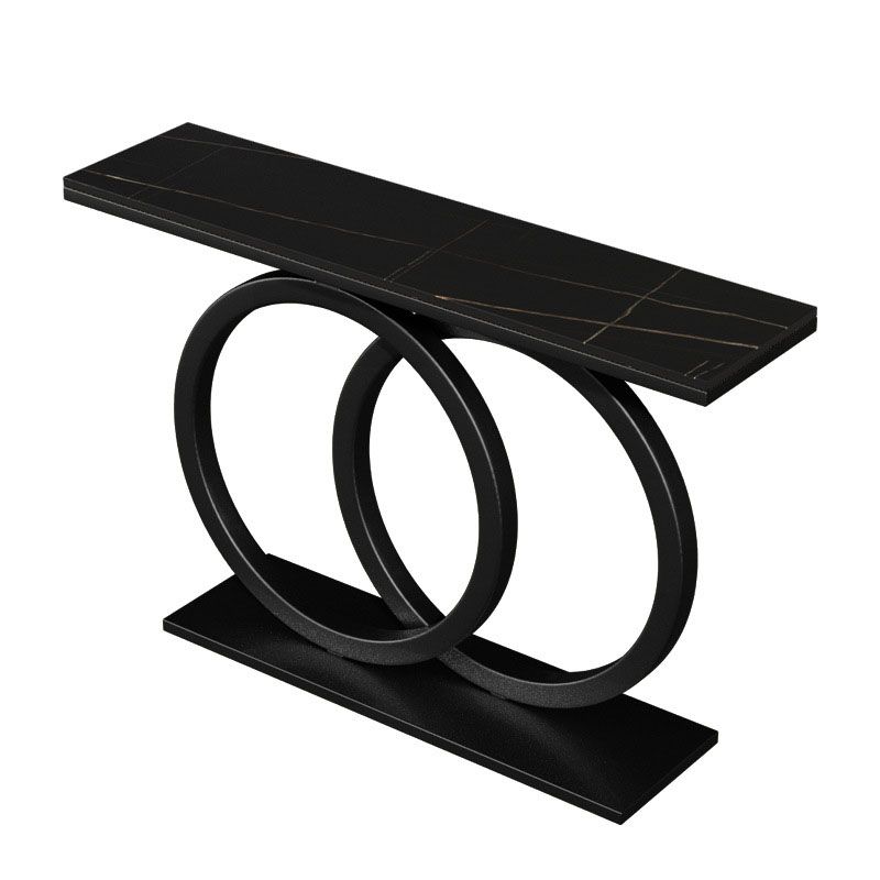 Modern Stone Console Sofa Table Metal Rectangle End Table for Hall