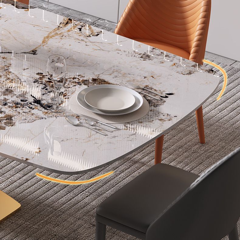 Mesa de comedor de lujo rectángulo Tono blanco Fijación de piedra sinterizada
