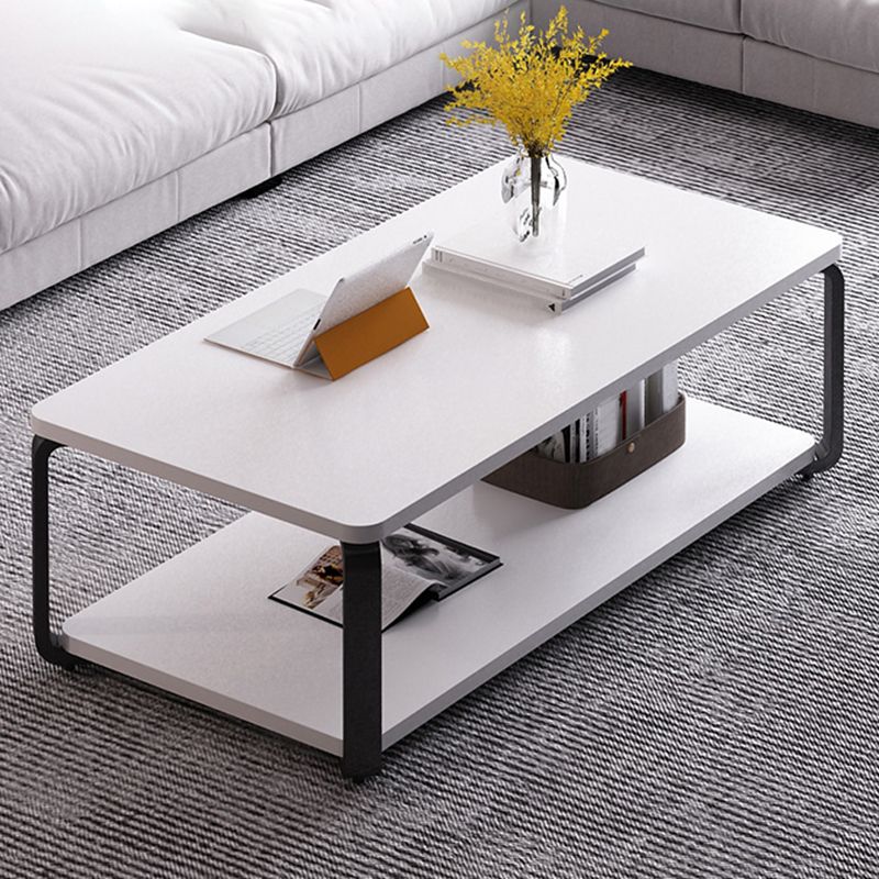 Nordic Rectangular Accent Table 18"H Coffee Table in White/Natural Finish