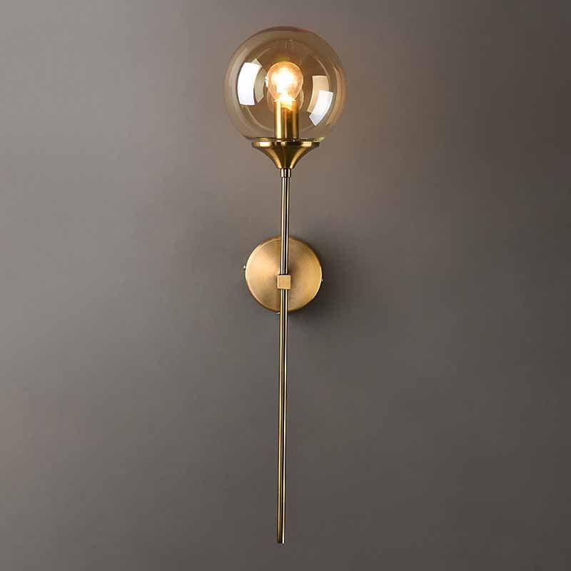 Contemporary Metal Wall Sconce Ball Shape Vanity Lamp with Glass Shade for Bathroom