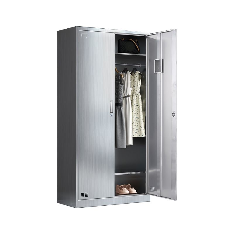 Steel Chrome Storage Cabinet Modern Cabinet with Hinged Doors