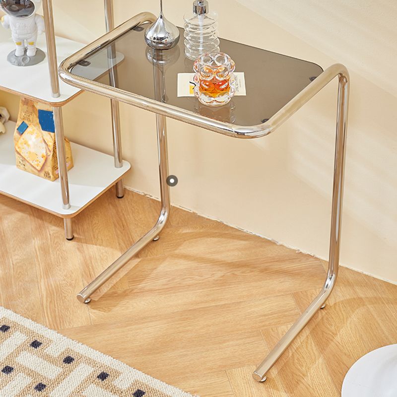 Modernistic Metal C Side Table Glass Top Side End Table for Living Room