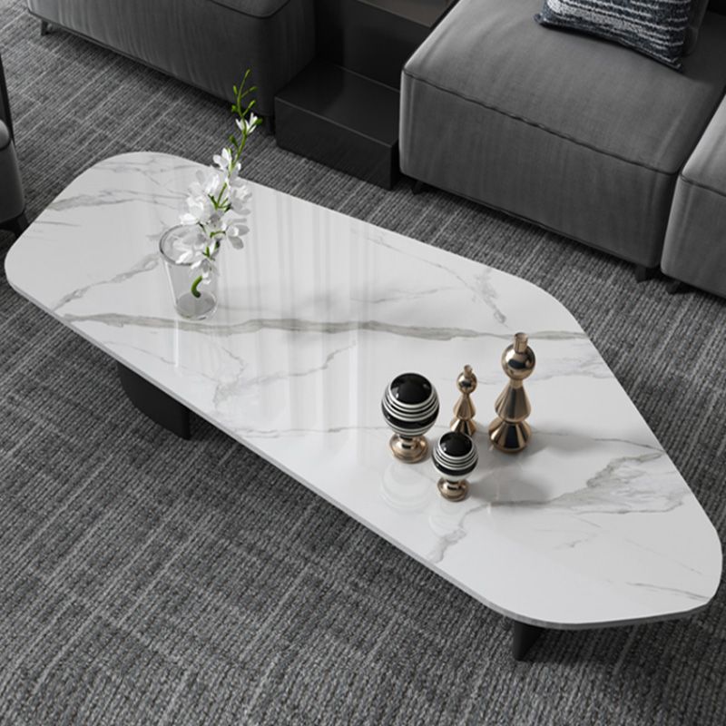 15"H Contemporary Coffee Table Single Stone Coffee Cocktail Table
