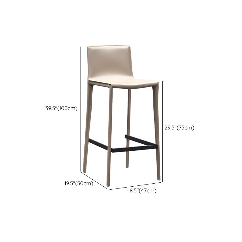 Beige Faux Leather Stools with Footrest Contemporary Indoor Bar Stools