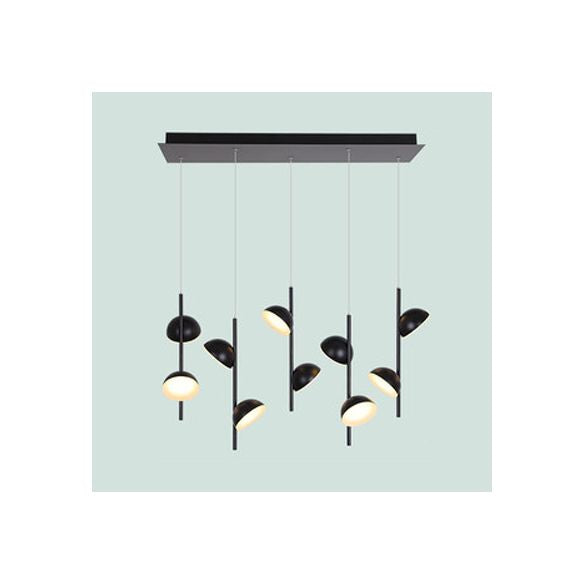 Postmodern Dome Pendant Light Metal 6/10 Lights Light Black / White Plafond pour salle à manger en lumière chaude / blanche