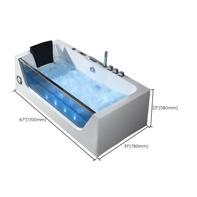 Contemporary Acrylic Back to Wall Bathtub Rectangle Air/Whirlpool/Soaking Bathtub