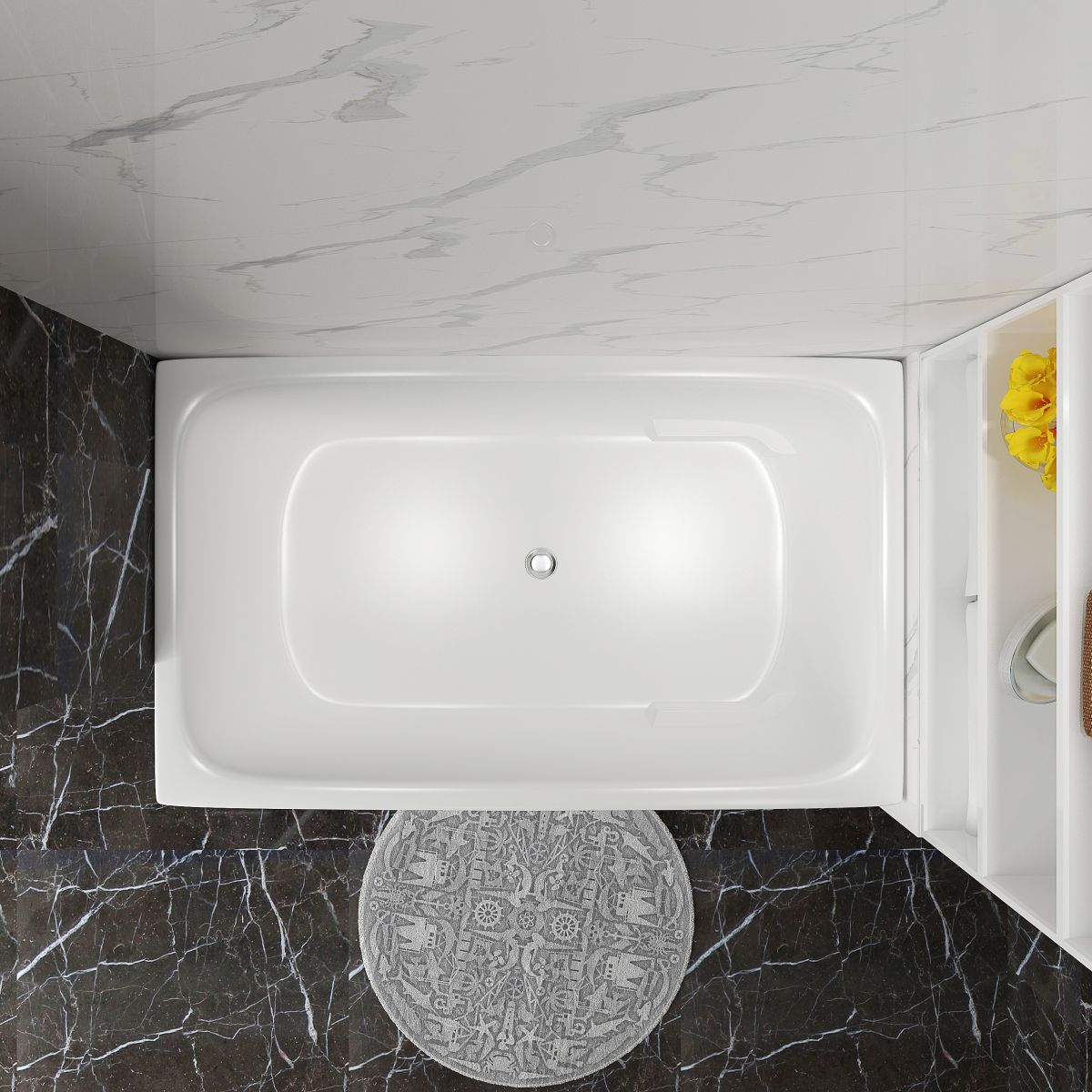 Modern Rectangle Acrylic Bathtub Freestanding Bathtub with Drain Bath Tub(without Plank)