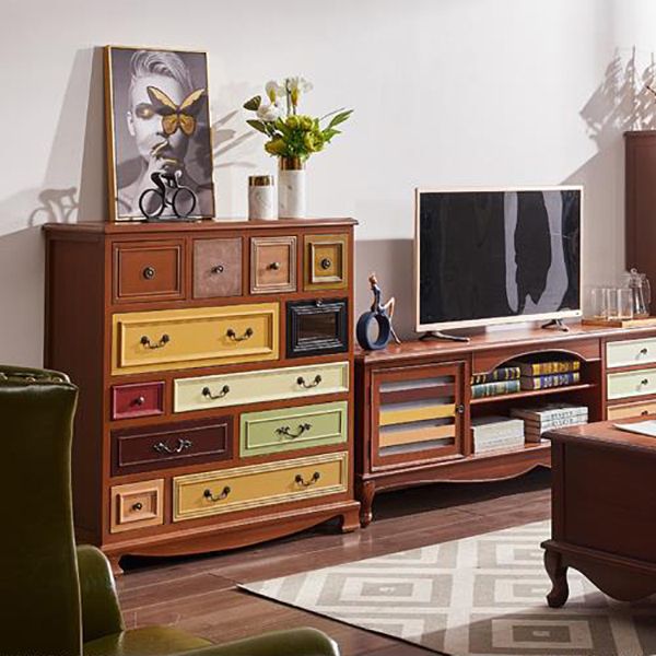 Coastal Storage Chest Dresser Solid Wood Dresser with Multi Drawers for Bedroom