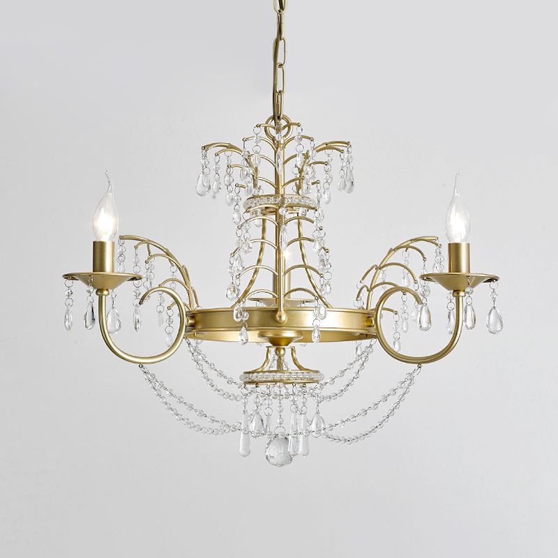 Kaarsen woonkamer hanglamp lampkit moderne swag crystal streng 3 bollen goudhangende kroonluchter