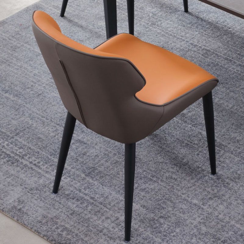 Sillas laterales de comedor de cuero de estilo industrial Sillones con brazos y respaldo (juego de 2)