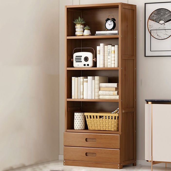 Contemporary Vertical Standard Bookcase Brown Manufactured Wood Bookshelf