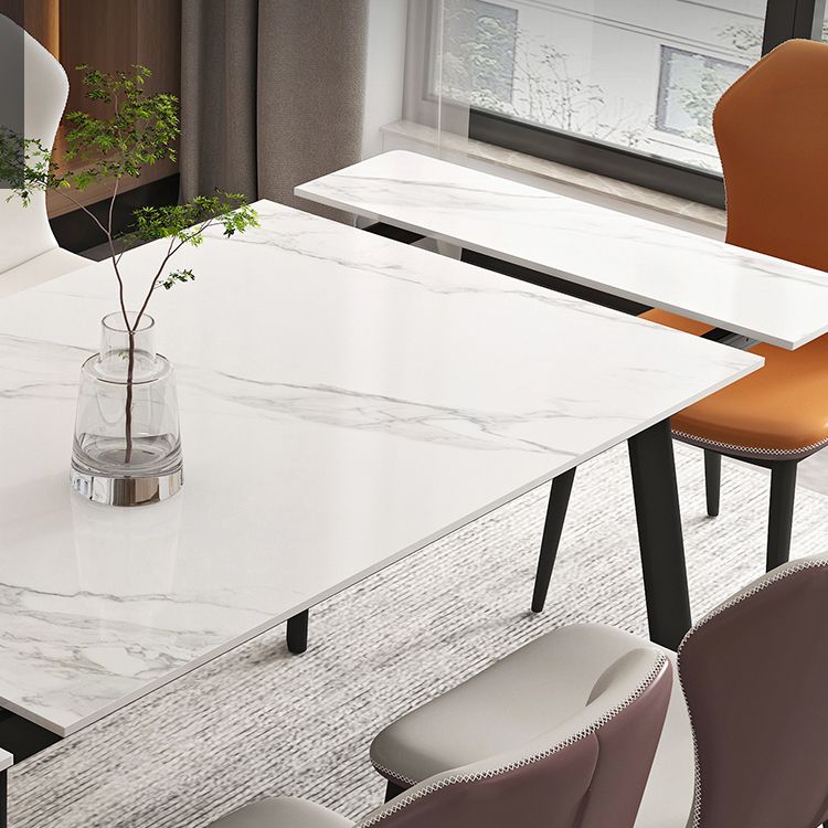 Modern 1/4/5/7 Pieces Rectangle Dining Table Set with Stone Top White Scalable Dinette Set