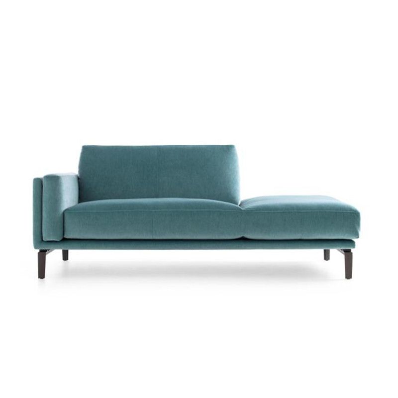 Living Room Chaise Square Arms Modern Chaise Lounge with Velvet Upholster