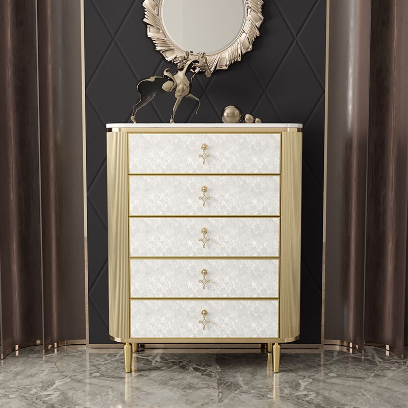 Glam Vertical Vertical Stone Storage Wood Dresser with 3/4/5 Drawers for Bedroom